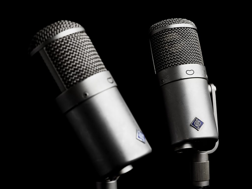 A pair of vintage Neumann U47 FET microphones