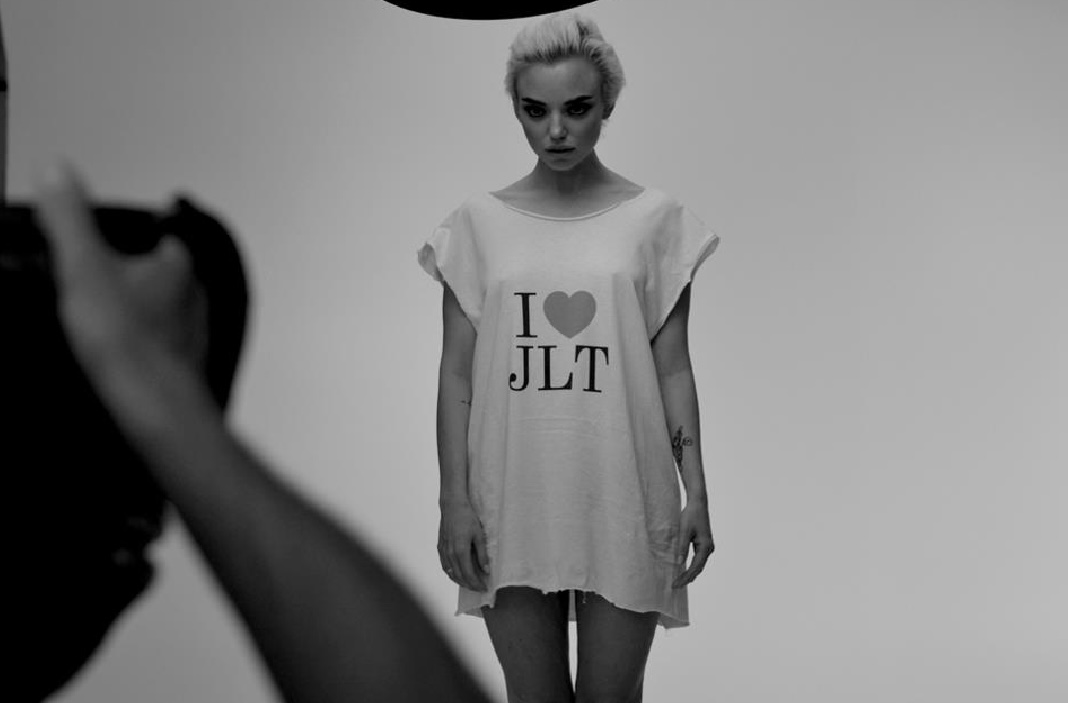 Alternate take of the model wearing the I Love Jan Lundgren Trio promotional t-shirt, Summer 2012.