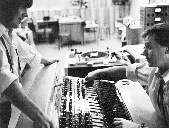 Gert Palmcrantz with a young Benny Andersson at a recording console