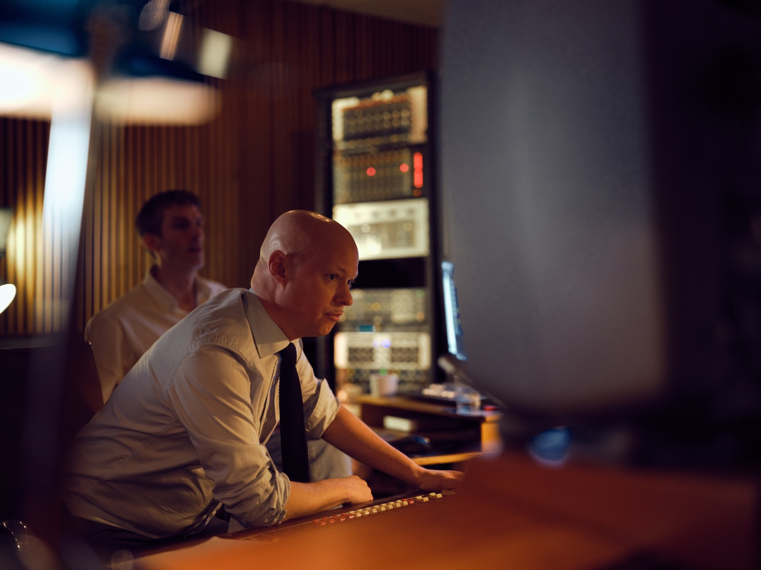 Eric Palmcrantz at the recording console in the control room
